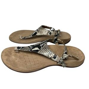 Vionic Kirra Snakeskin Sandals - Black and Cream Orthotic Comfortable Size 7
